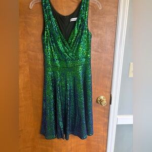 Sequin Green and Blue Dress
